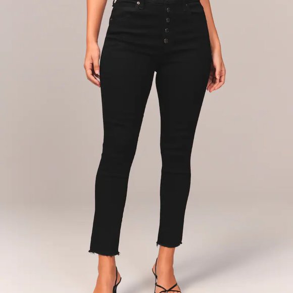 Abercrombie Curve Love High Rise Super Skinny Ankle Jeans, Black, 26/2 - Picture 6 of 6